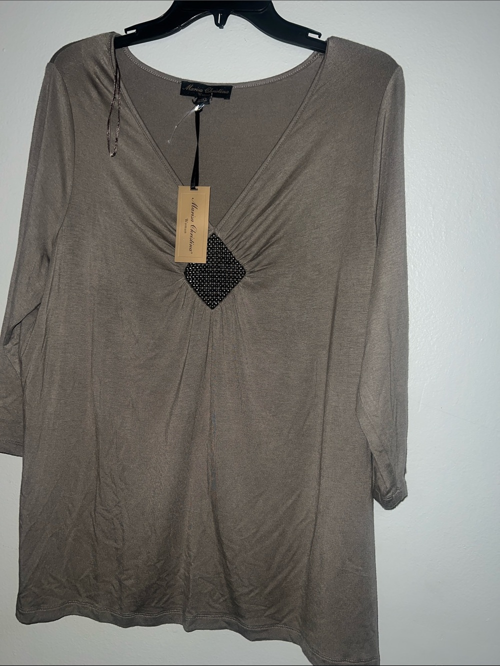V-Neck Embellished Women's Top 1X